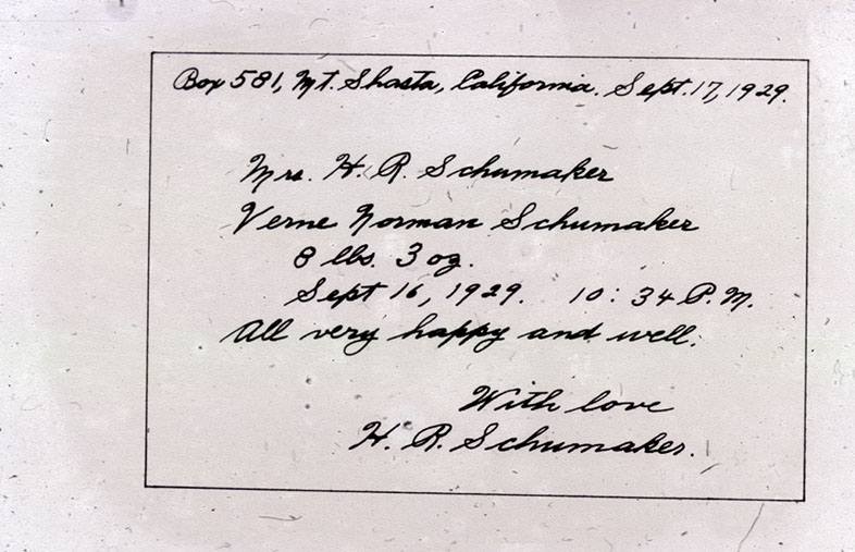 VNS birth announcement 1929